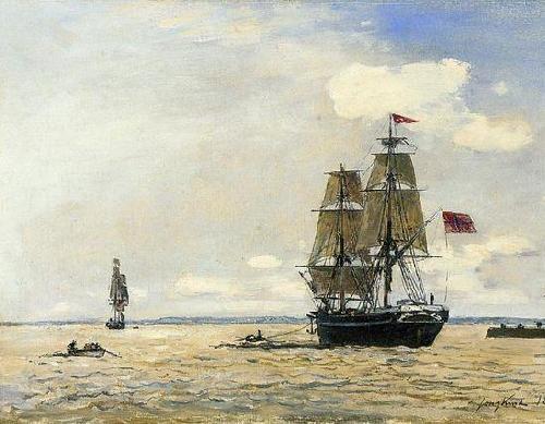 Johann Barthold Jongkind Norwegian Naval Ship Leaving the Port of Honfleur Norge oil painting art